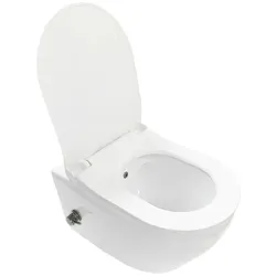 Aloni Spülrandloses Taharet Dusch WC inkl. Armatur + Sitz Toilette mit Bidet Funktion