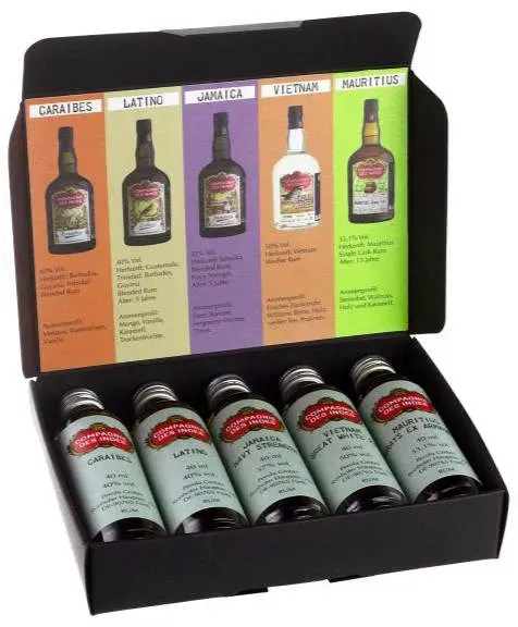 CDI Compagnie des indes 2023 Rum Tasting Box Verkostung Geschenk Set Premium 5x 0,04l a 48,02% vol.