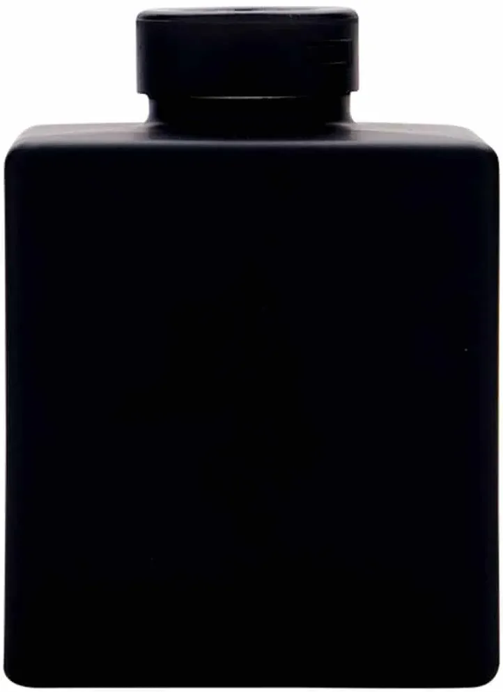 100 ml Bottiglia di vetro 'Cube', quadrata, nero, imboccatura: fascetta