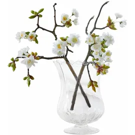 Loberon Dekoblume 2er Set Gráda, naturnahe Nachbildung von Kirschzweigen, Filigrane Blüten, Kunstblume, Deko-Zweig, Dekoration, Polyester, Kunststoff, Eisen, weiß