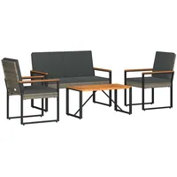 vidaXL Gartenmöbel Set 4-tlg. Grau/Dunkelgrau