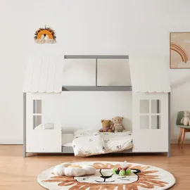 [en.casa] Kinderbett Tostedt 90 x 200 cm Kiefer grau/weiß