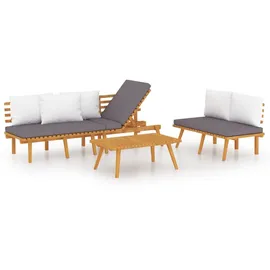 vidaXL 3-tlg. Garten-Lounge-Set mit Kissen braun/weiß