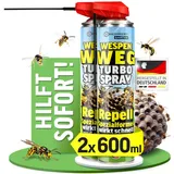 HEIMWERT Wespenspray Turbo mit Langzeitwirkung Repellent - Sicher Wespennest entfernen dank Spezialformel Made in Germany - 2x600 ml Vorteils Spray gegen Wespen + große Nester (2x600 ml)