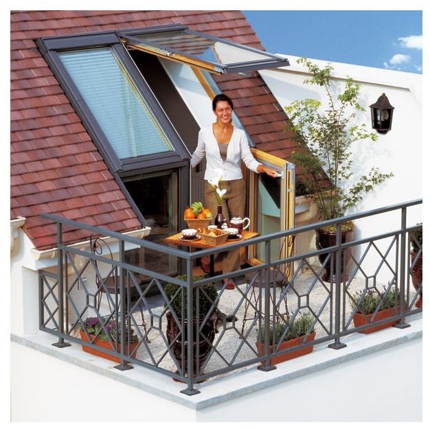 VELUX Dachterrasse Holz/Kiefer weiß lackiert ENERGIE PLUS, 78x109 cm (M35) VEA