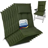 Beautissu 8er Set Premium Gartenstuhlauflage Hochlehner 120x50x7cm Dicke Polster Gartenstuhlauflage Hochlehner Auflagen Made in EU - Robuster Stoff & UV-Lichtechtheit HighLux HL Sitzkissen Dunkelgrün