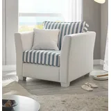 furn.design Relaxsessel Landhaus Textil 95 x 88 x 96 cm Creme/Blau