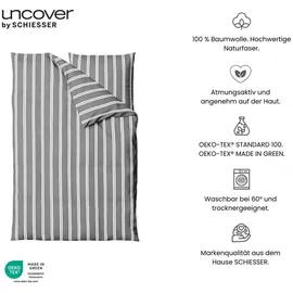 SCHIESSER Colorado Gestreift Dunkelgrau 135 x 200 cm + 80 x 80 cm