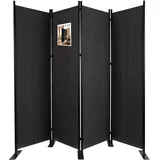 VOUNOT Vounot® Paravent Raumteiler 4 Teilig Freistehend Stoff Trennwand 228 x 30 x 164 cm Anthrazit