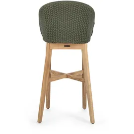 BIZZOTTO Barhocker Coachella aus Teakholz mit Kissen, modern skandinavisch, grün, Outdoor geeignet