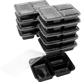 casativo 20 Lebensmittelboxen mit Deckel u. 3 Fächern, Bento-Boxen 1,2 l, wiederverwendbare Essensboxen für Mitnahme, Aufbewahrung und Einfrieren