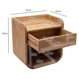 FineBuy Nachtschrank FB117958 35 x 33 x 40 cm Braun