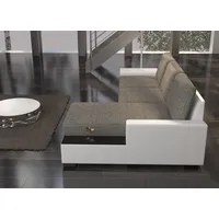 Wohnlandschaft Ecksofa   Bettfunktion Couch Leder Textil Sofas Schlaf Sofa - Weiß