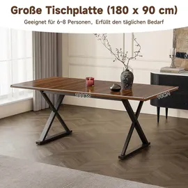 stilvora Esstisch 180 x 75 x 90 cm Walnussfarben/schwarz