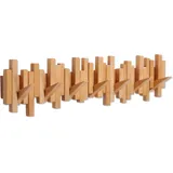 Wandgarderobe Aus Holz, Wandhalterung Mit Klapphaken, Kunstobjekt Aus Natürlichem Buchenholz Mit 8 Haken