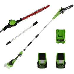 Greeworks GD40PSHK2X - Elektro-Hecken- Baumschere auf Verlängerungsschaft - 2 x 2Ah 40V