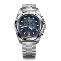 Victorinox Herren-Uhr I.N.O.X. Chrono, Herren-Armbanduhr, analog, Quarz, Wasserdicht bis 200 m, Gehäuse-Ø 43 mm, Armband 21 mm, 220 g, Silber/Blau