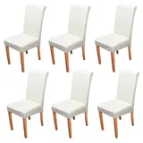 Mendler 6er-Set Esszimmerstuhl Stuhl Küchenstuhl Novara II, Leder ~ creme, helle Beine