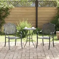 VidaXL Gartenstühle 2 Stk. Schwarz Aluminiumguss