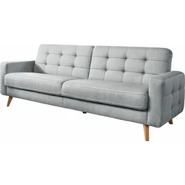 exxpo - sofa fashion 3-Sitzer EXXPO - SOFA FASHION "Nappa, Schlafsofa, bequem, zeitloses Design, L-Form", grau (hellgrau), B:222cm H:87cm T:78cm, Struktur ( 100% Polyester), Sofas, tolle Detailverarbeitung, mit Bettfunktion und Bettkasten