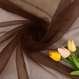 Vayliro 4m Organza Stoff Breite 150cm Transparent Tüllstoff Tüll Dekostoff Bekleidungsstoff Meterware Stoff zum Basteln für DIY Kunsthandwerk Tüllrock Hochzeit Hintergrunddekoration,Dunkelbraun
