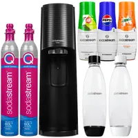 Wassersprudler SodaStream Terra Black + 2 Flaschen, Schwarz/Weiß, 1L + Sirups