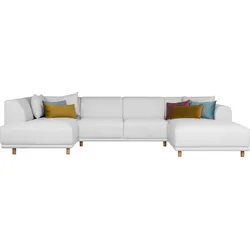 Wohnlandschaft ANDAS "Maroon U-Form", beige (natur), B:358cm H:82cm T:192cm, Struktur grob ( 100% POLYPROPYLEN, Struktur fein ( 100% Polyester), Struktur (100% Polyester), Sofas, in skandinavischem Design, mit losen Kissen