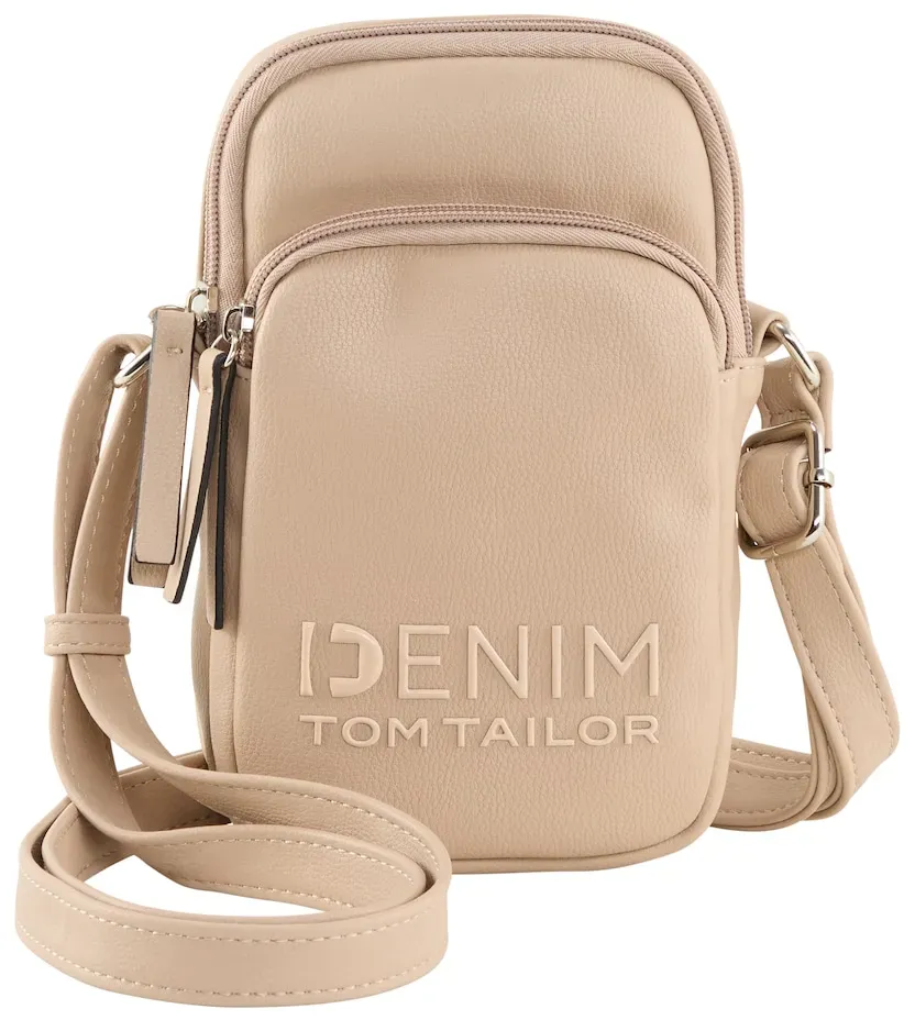 TOM TAILOR DENIM Damen Maxime Smartphone Tasche, beige, Uni, Gr. ONESIZE