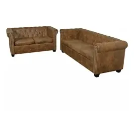 vidaXL Chesterfield-Sofas 2-Sitzer und 3-Sitzer Braun