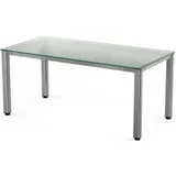 Rocada Schreibtisch Executive BxTxH 140x80x73cm Gestell verchromt Platte Glas satiniert