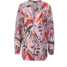 GOLDNER Kurzgröße: Verlängerte Viskosebluse mit Print in bunt / gemustert), | Gr.: 19