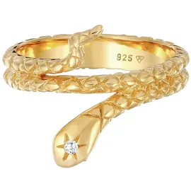 Elli Ring 925 Sterling Silber Schlange in Gold | Gr.: 54
