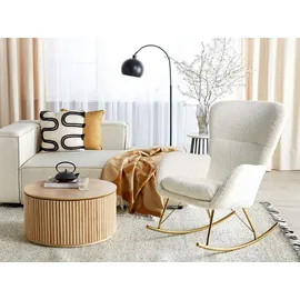 Beliani Schaukelsessel ANASET Bouclé 74 x 99 x 99 cm Weiß/Gold