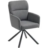 HOMCOM Esszimmerstuhl 360° Drehbar Küchenstuhl mit Leinenbezug, Ergonomisch Drehstuhl mit Armlehne, Rückenlehne, Metallbeine, Polsterstuhl, Armlehnenstuhl für Esszimmer Wohnzimmer, Grau
