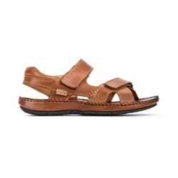 Pikolinos für Herren. 06J-5818 Braune Ledersandalen Tarifa (45), Wohnung, Klettverschluss, Lässig