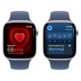 Apple Watch Series 10 GPS 46 mm Aluminiumgehäuse silber Sportarmband denim S/M