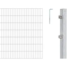 GAH Alberts Doppelstabmattenzaun 3000 x 140 cm Silber/Metall