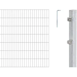 GAH Alberts Doppelstabmattenzaun 3000 x 140 cm Silber/Metall