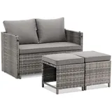 Juskys 2in1 Polyrattan Gartenmöbel Jamaika 4-tlg. grau