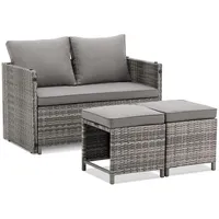 Juskys 2in1 Polyrattan Gartenmöbel Jamaika 4-tlg. grau