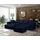 Fun Möbel Ecksofa TIZIAN inkl. Polsterhocker in Stoff Salvador Dunkelblau Ottomane Links - Blau