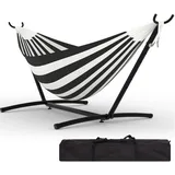 GarveeHome Hängematte mit Gestell für 2 Personen, 200 kg Belastbarkeit, Höhenverstellbares Hängemattengestell Outdoor und Indoor, Hammock inklusive Tragetasche