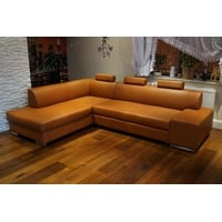 Cognac Echtleder Ecksofa Echt Leder  Sofa Couch mit Bettfunktion Eckcouch