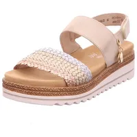 REMONTE Damen Riemchensandalen D0Q56, Frauen Sandalen,lose Einlage,Freizeitschuhe,offene Schuhe,Strandschuhe,Riemen,Riemchen,metallic (90),38