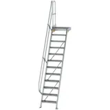 Günzburger MUNK Treppe mit Plattform 60° Stufenbreite 600 mm 12 Stufen Aluminium geriffelt