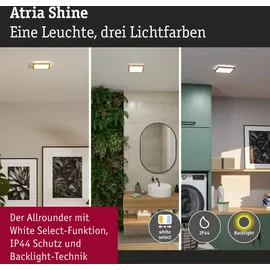 Paulmann Atria Shine 1 eckig 190x190mm 8W 1160lm Holzoptik/beige