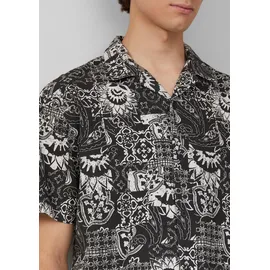 QS Kurzarmhemd mit All-over-Print Schwarz M