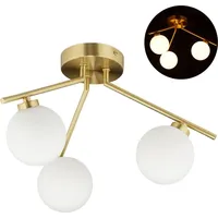 Relaxdays Deckenlampe mit 3 Kugeln GLOBI, - gold