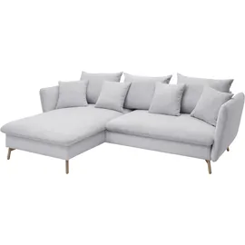 Andas Ecksofa »MERLE, 258 cm, L-Form, traumhafter Cord,«, mit Bettfunktion und Bettkasten, Liegefläche 224 x 139 grau