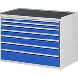 RAU Schubladenschrank Serie 7000, HxBxT 825 x 1.145 x 650 mm, 7 x 90%-Auszug-Schubladen 2 x 60, 2 x 90, 2 x 120, 1 x 180 mm, Arbeitsplatte Metall